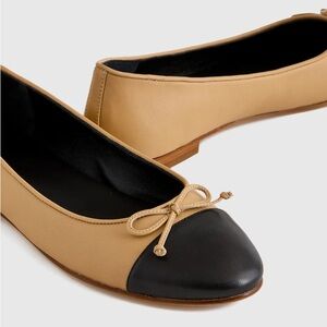 Quince Italian Leather Cap-Toe Ballet Flat